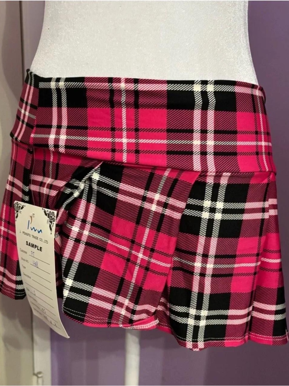 Pink Plaid Mini Skirt
